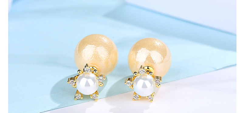 Fashion Beige+gold Color Star Shape Decorated Earrings,Earrings