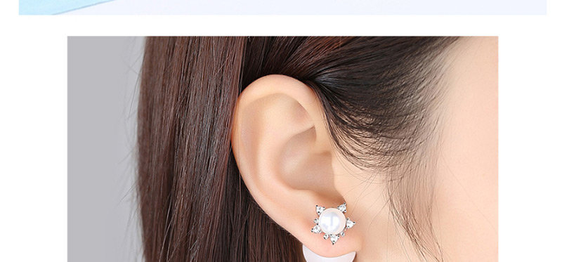 Fashion Beige+silver Color Star Shape Decorated Earrings,Earrings