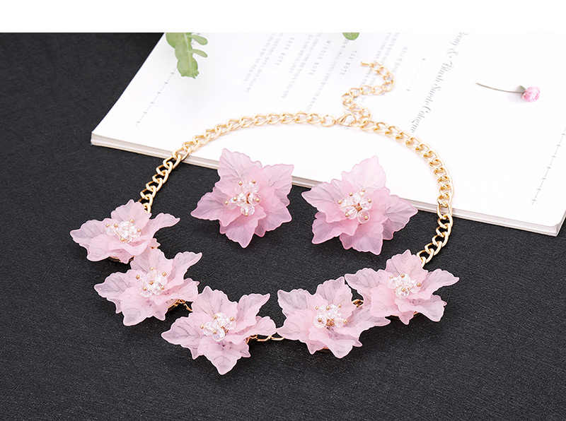 Elegant Light Purple Flowers Decorated Pure Color Jewelry Sets,Jewelry Sets