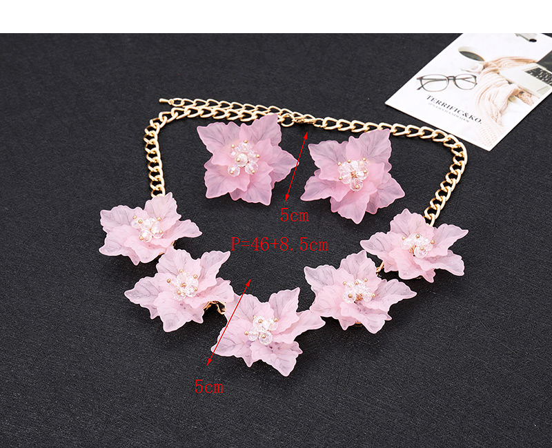 Elegant Light Pink Flowers Decorated Pure Color Jewelry Sets,Jewelry Sets