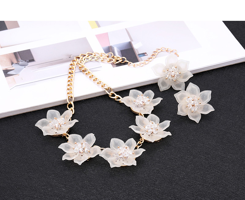 Elegant White Beads&flower Decorated Jewelry Sets,Jewelry Sets