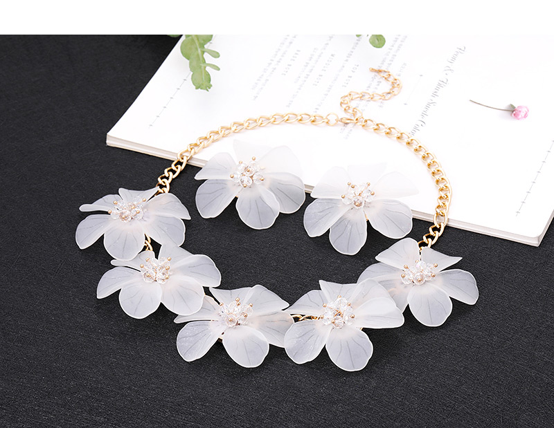 Elegant White Pure Color Design Flower Shape Jewelry Sets,Jewelry Sets