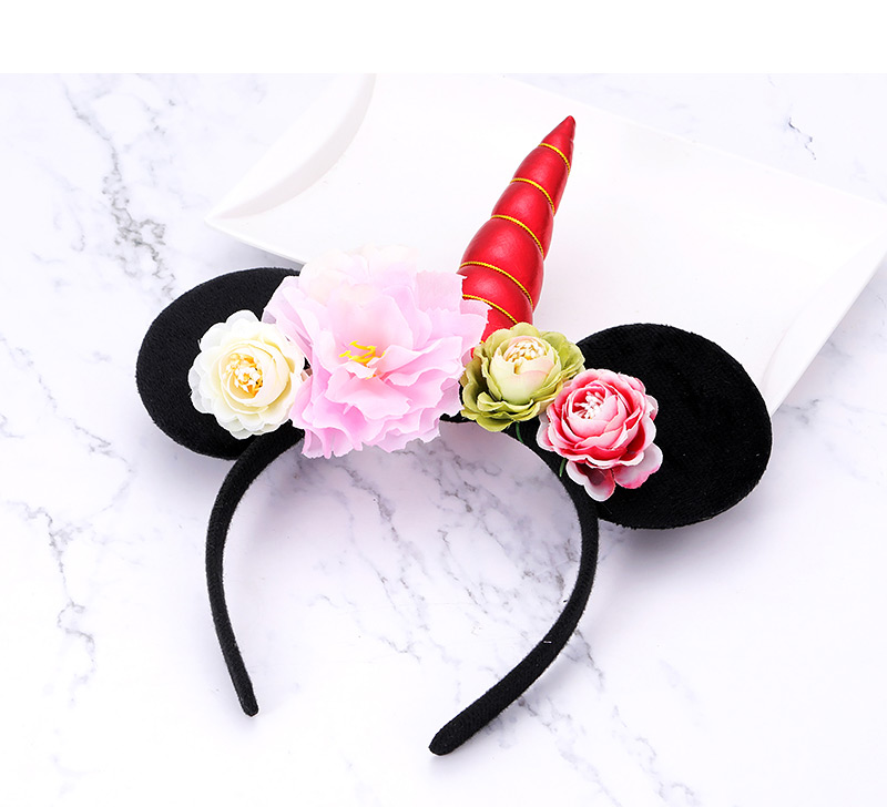 Lovely Black Unicorn&flowers Decorated Child Hair Hoop,Head Band