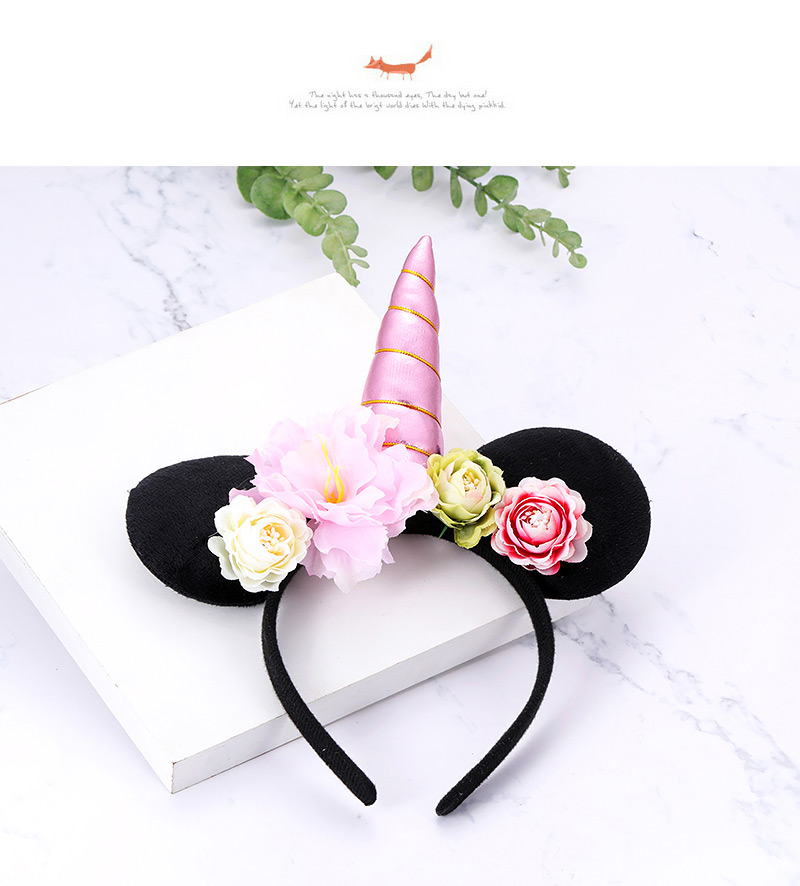Lovely Black Unicorn&flowers Decorated Child Hair Hoop,Head Band