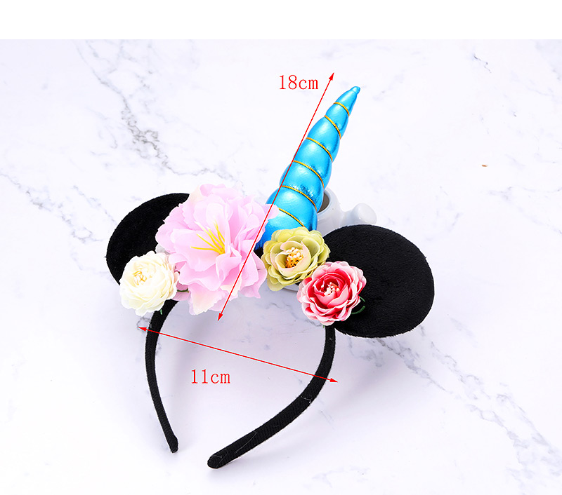 Lovely Blue Unicorn&flowers Decorated Child Hair Hoop,Head Band