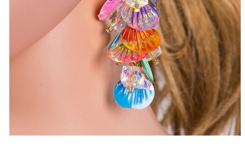 Elegant Multi-color Sector Shape Decorated Long Earrings,Drop Earrings