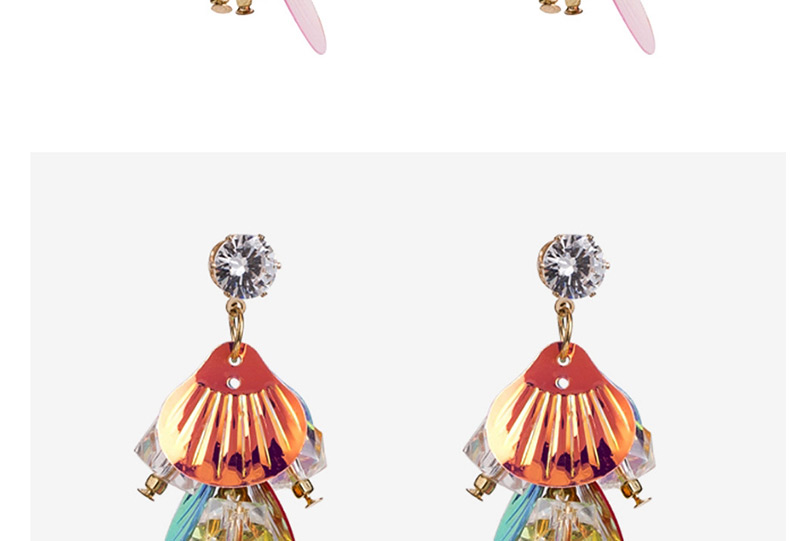 Elegant Multi-color Sector Shape Decorated Long Earrings,Drop Earrings