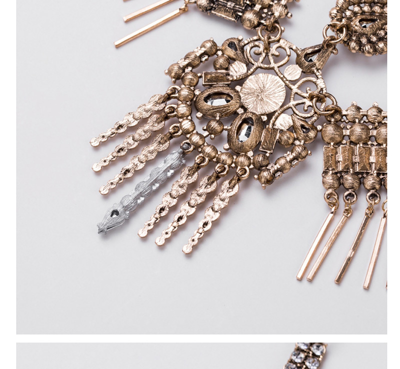 Elegant Gold Color Full Diamond Design Tassel Necklace,Bib Necklaces
