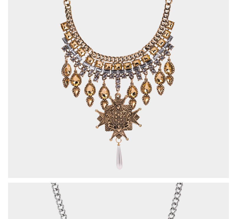 Elegant Silver Color Water Drop Shape Decorated Necklace,Bib Necklaces