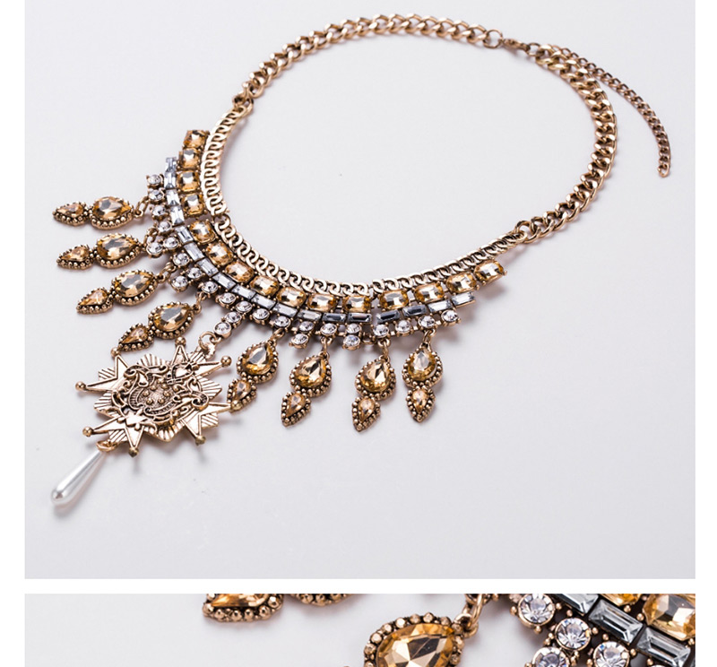 Elegant Gold Color Water Drop Shape Decorated Necklace,Bib Necklaces