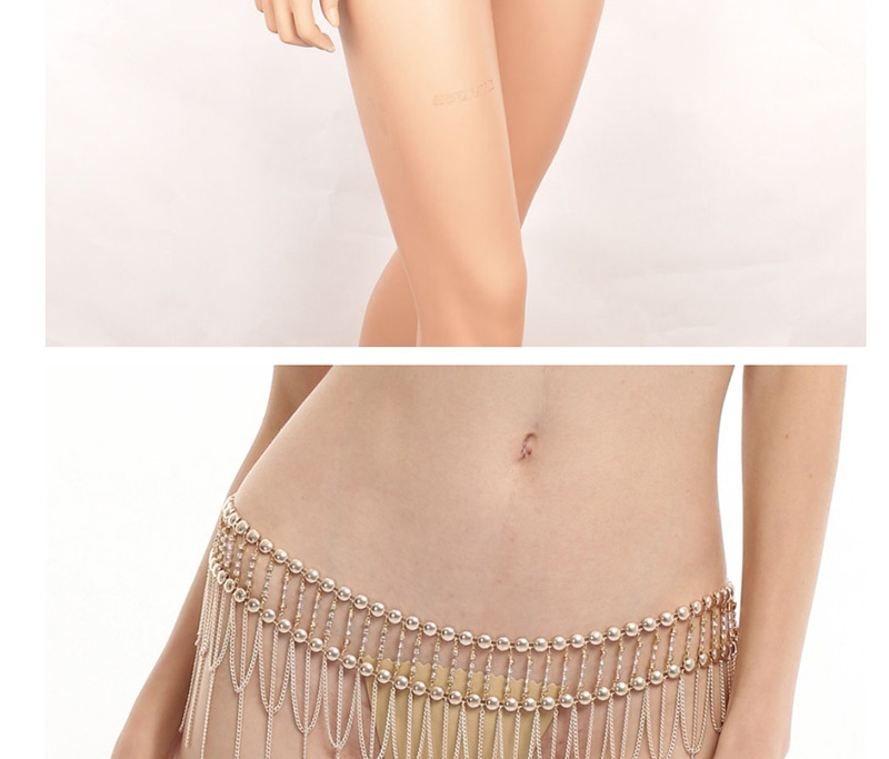 Elegant Gold Color Tassel Decorated Pure Color Body Chain,Body Piercing Jewelry