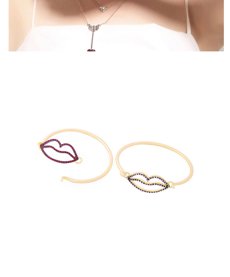 Elegant Black Lip Shape Decorated Simple Bracelet,Fashion Bangles