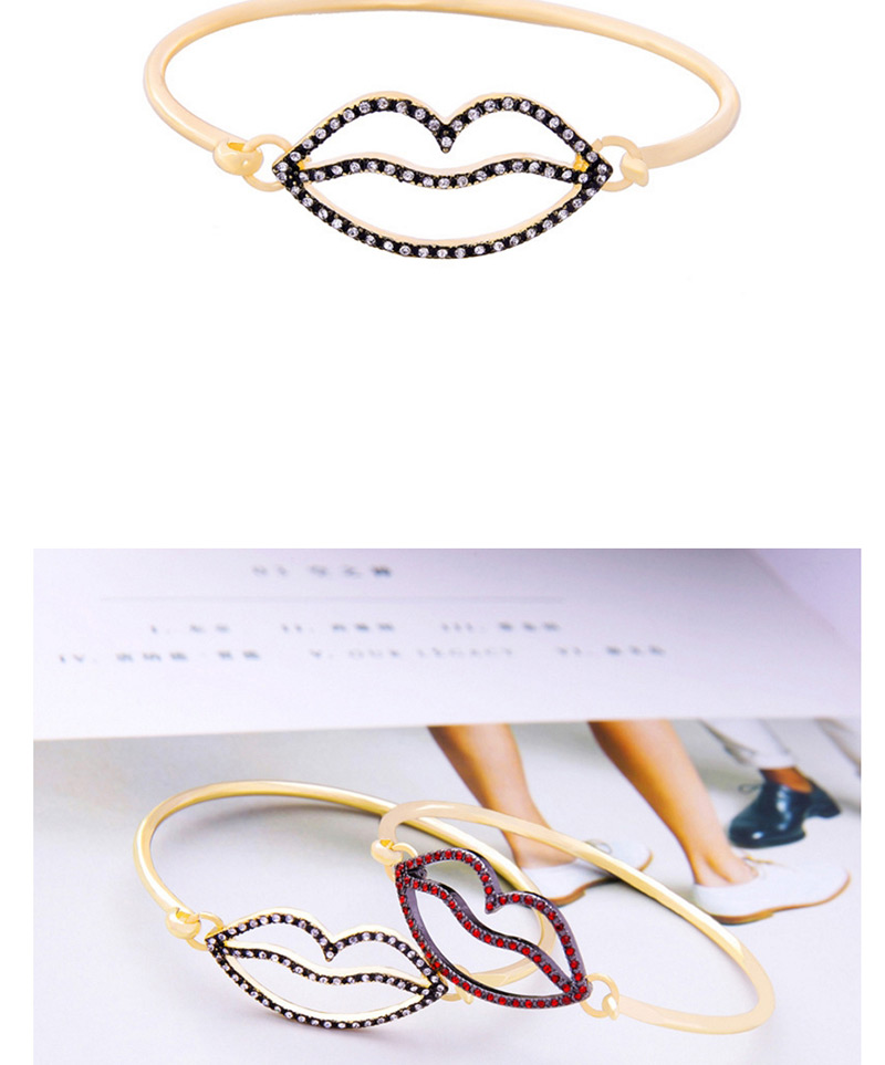 Elegant Black Lip Shape Decorated Simple Bracelet,Fashion Bangles
