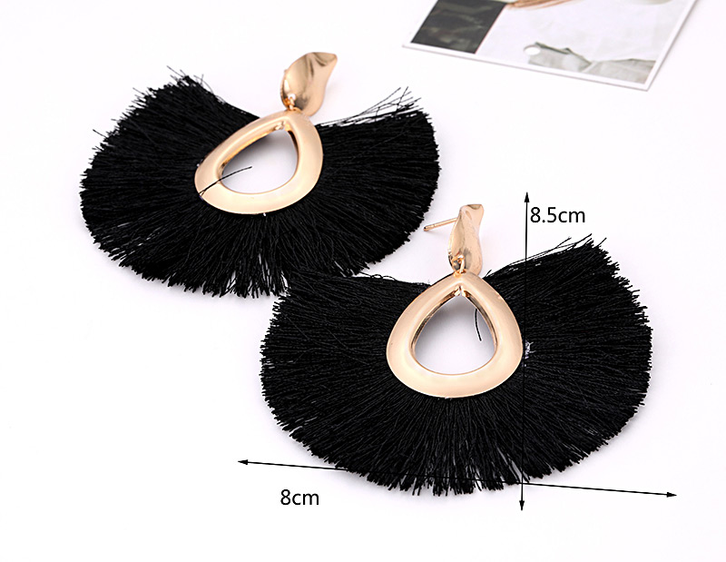 Elegant Black Water Drop Shape Design Tassel Earrings,Stud Earrings