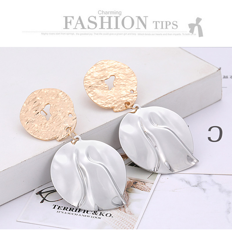 Elegant Gold Color+silver Color Leaf Shape Design Color Matching Earrings,Stud Earrings
