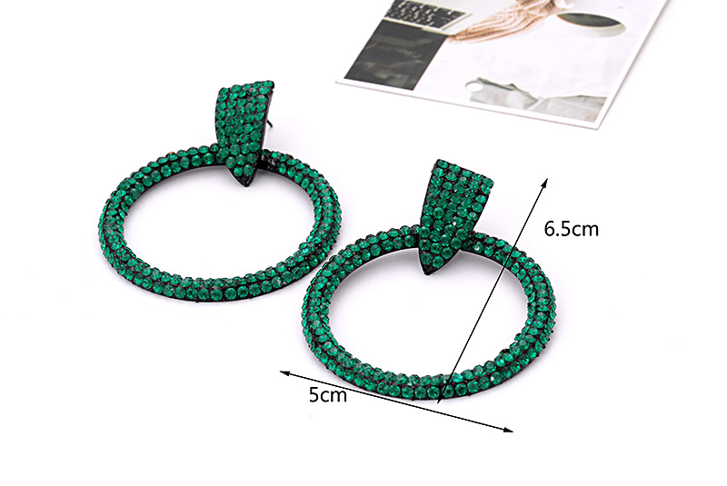 Elegant Green Full Diamond Design Round Shape Earrings,Hoop Earrings