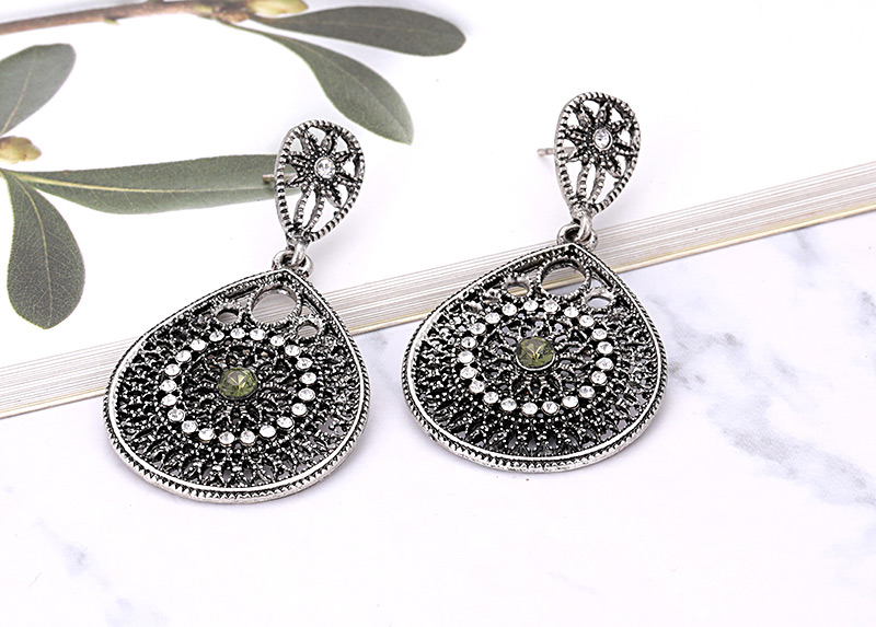 Elegant Antique Silver Diamond Decorated Hollow Out Earrings,Stud Earrings