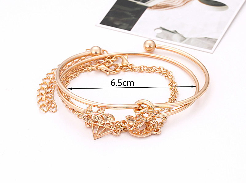 Elegant Gold Color Leaf Decorated Pure Color Bracelet(4pcs),Fashion Bangles
