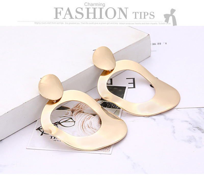 Elegant Gold Color Irregular Shape Design Pure Color Earrings,Hoop Earrings