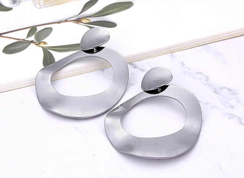 Elegant Silver Color Irregular Shape Design Pure Color Earrings,Hoop Earrings