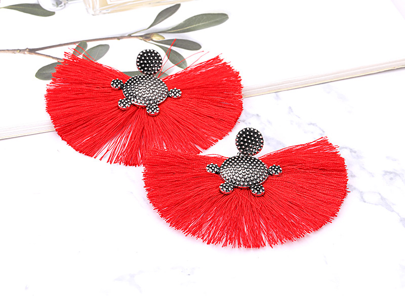 Elegant Beige Tortoise Decorated Tassel Earrings,Stud Earrings