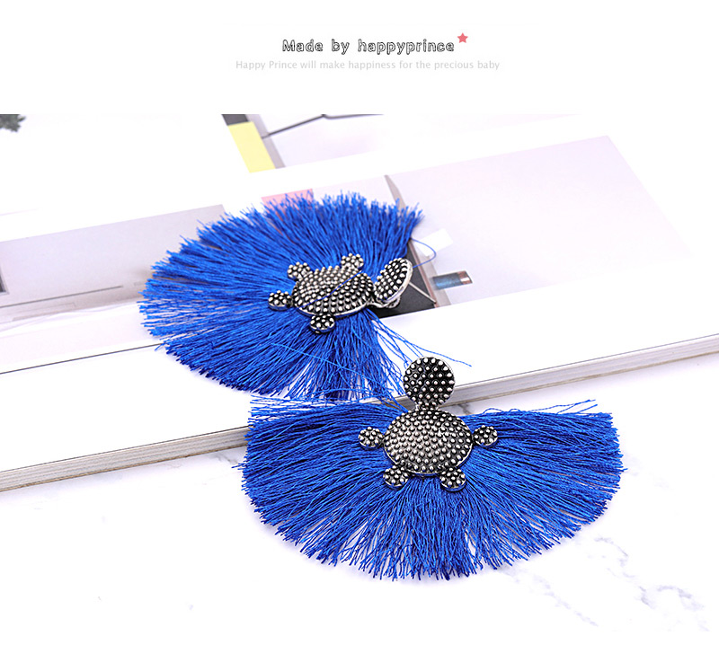 Elegant Sapphire Blue Tortoise Decorated Tassel Earrings,Stud Earrings