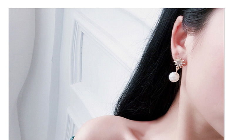 Elegant Gold Color Pearls&star Decorated Simple Earrings,Stud Earrings