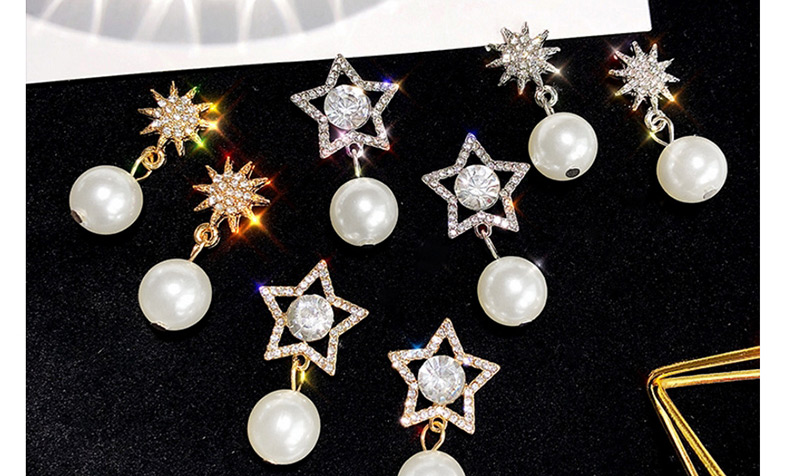 Elegant Gold Color Pearls&star Decorated Simple Earrings,Stud Earrings