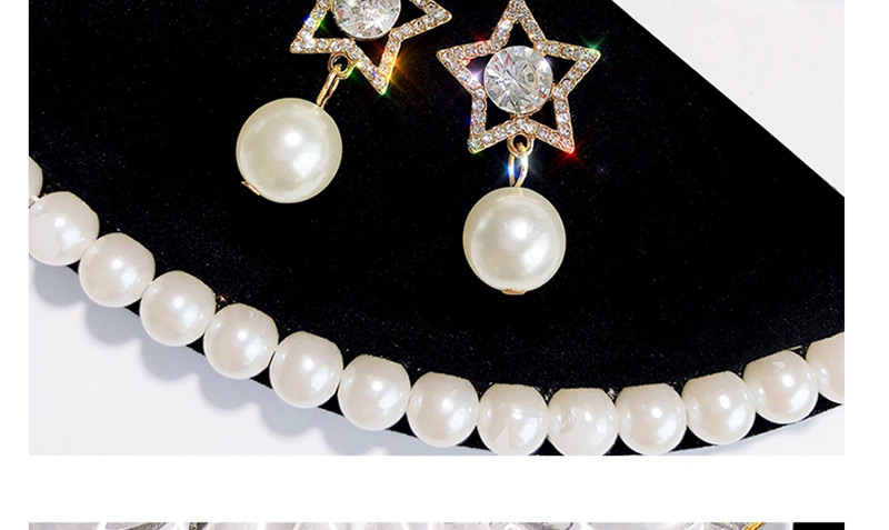 Elegant Silver Color Star&pearls Decorated Earrings,Stud Earrings