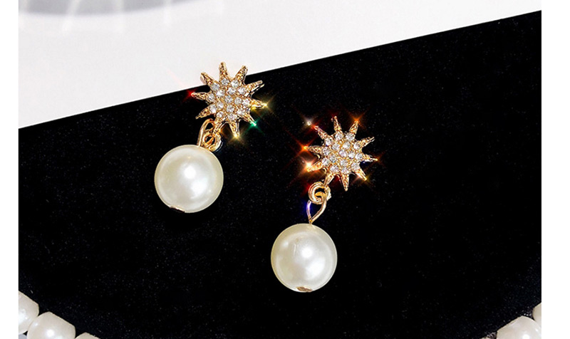 Elegant Silver Color Pearls&star Decorated Simple Earrings,Stud Earrings