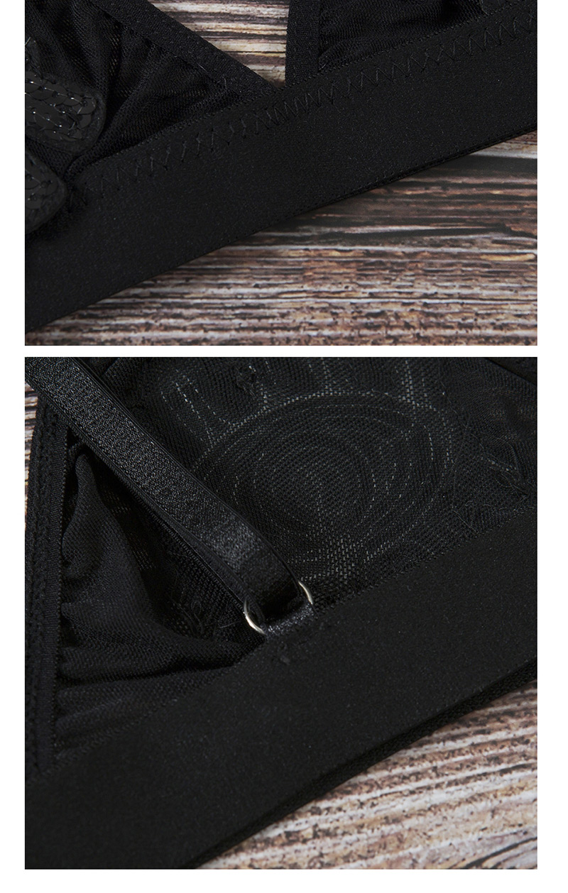Sexy Black Embroidered Eyes Design Pure Color Underwear,SLEEPWEAR & UNDERWEAR