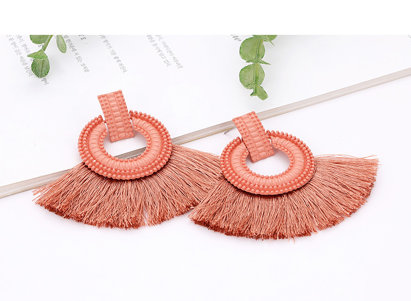 Fashion Orange Pure Color Design Tassel Earrings,Hoop Earrings