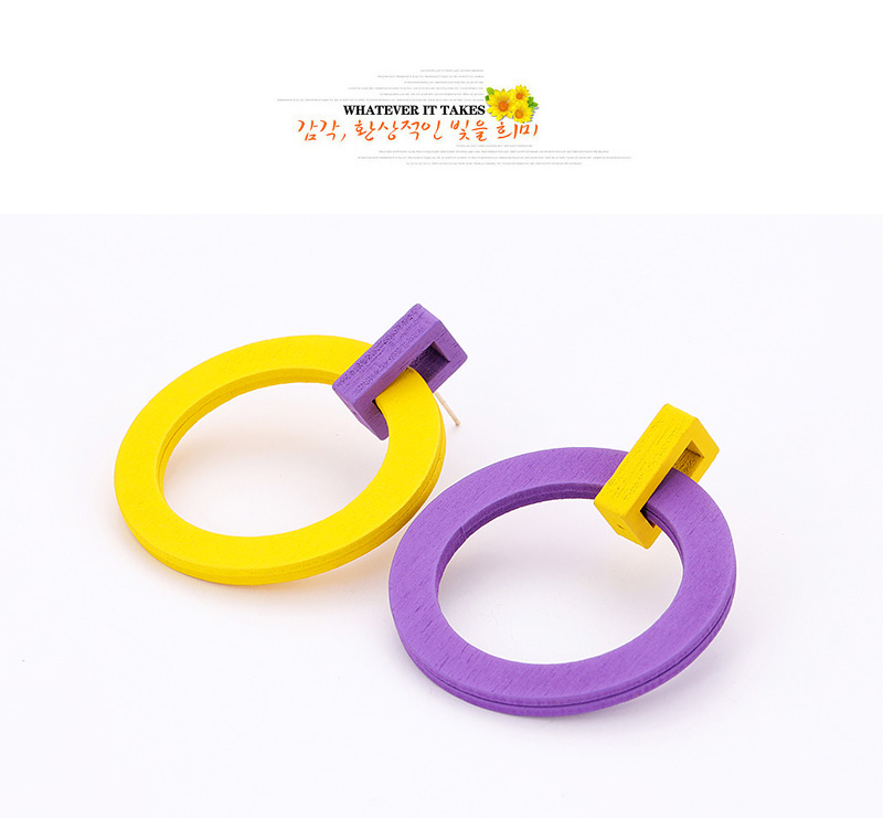 Fashion Purple Circular Ring Decorated Simple Earrings,Hoop Earrings