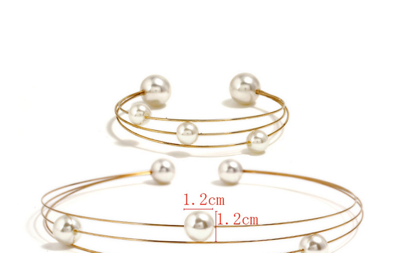 Fashion Gold Color Pearls Decorated Multi-layer Choker&bracelet(2pcs),Jewelry Sets