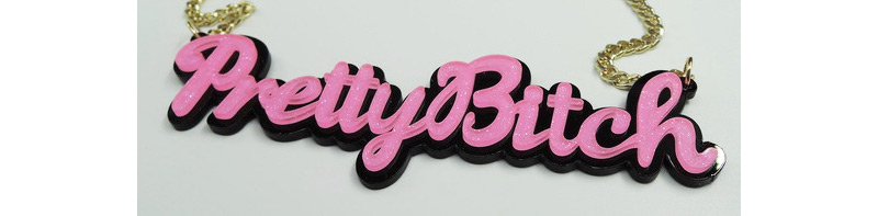 Fashion Pink Letter Pendant Decorated Punk Necklace,Pendants