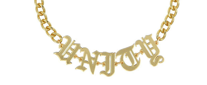 Fashion Gold Color Letter Pendant Decorated Pure Color Necklace,Pendants