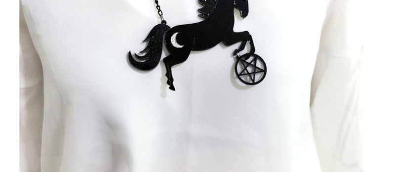 Fashion Black Horse&pentacle Pendant Decorated Necklace,Pendants