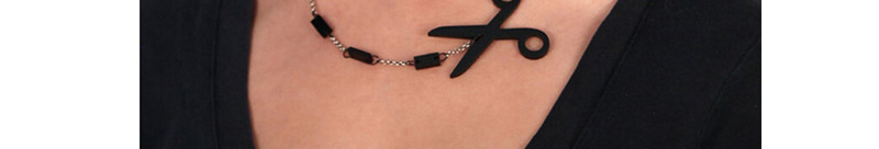 Fashion Black Scissors Pendant Decorated Hip-hop Necklace,Pendants