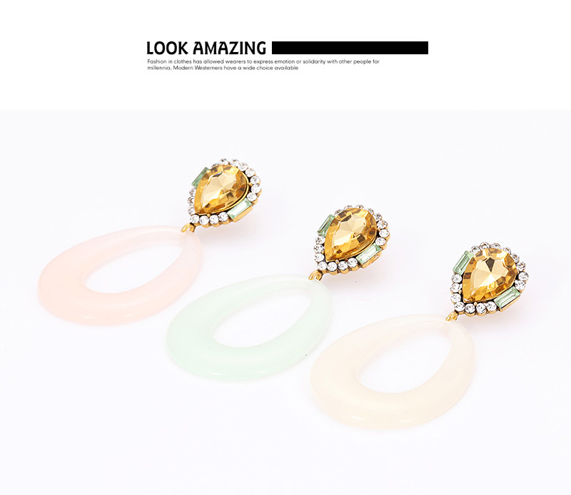 Fashion Light Yellow Water Drop Shape Design Hollow Out Earrings,Hoop Earrings
