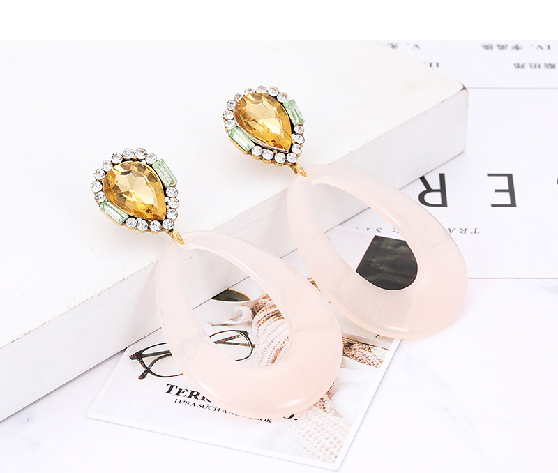 Fashion Light Yellow Water Drop Shape Design Hollow Out Earrings,Hoop Earrings