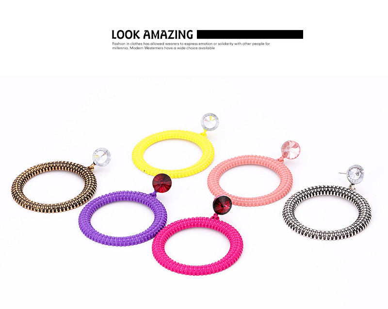 Fashion Plum Red Circular Ring Shape Design Earrings,Hoop Earrings