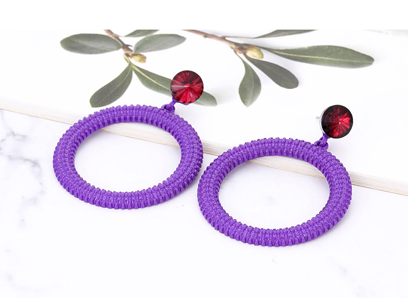 Fashion Plum Red Circular Ring Shape Design Earrings,Hoop Earrings