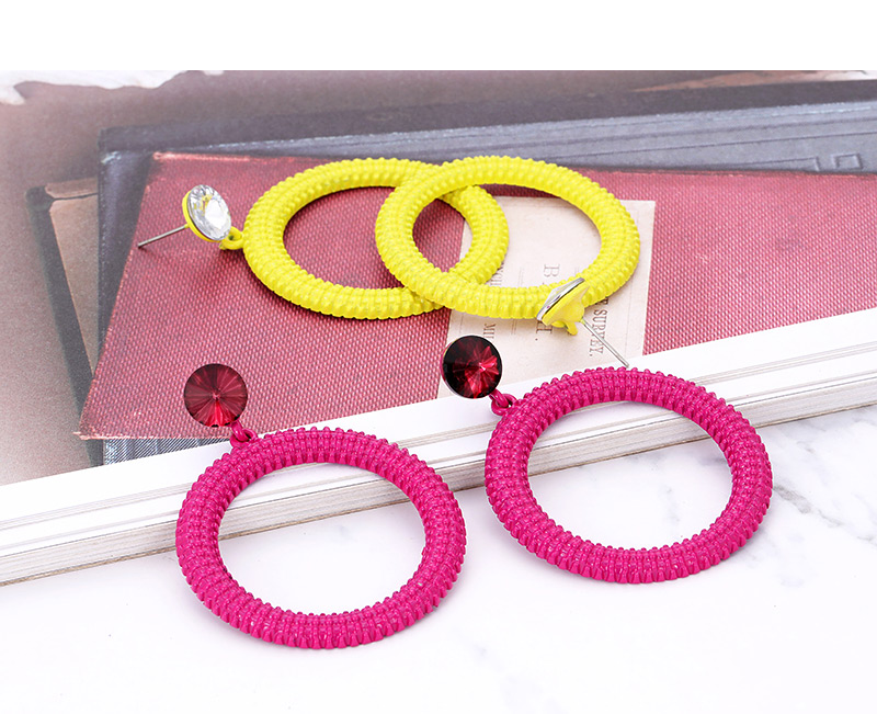 Fashion Pink Circular Ring Shape Design Earrings,Hoop Earrings
