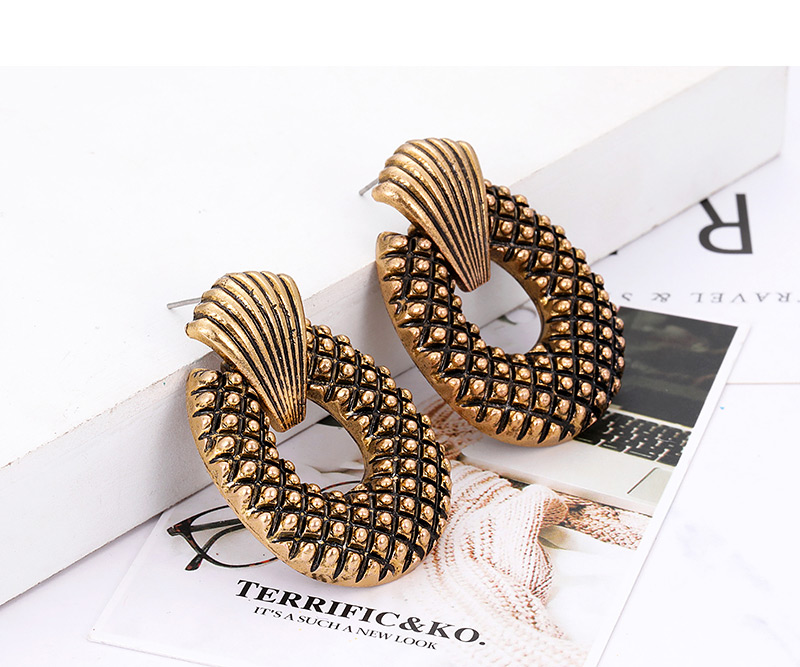 Fashion Gold Color Hollow Out Design Oval Shape Earrings,Stud Earrings