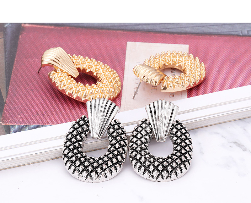 Fashion Silver Color Hollow Out Design Oval Shape Earrings,Stud Earrings