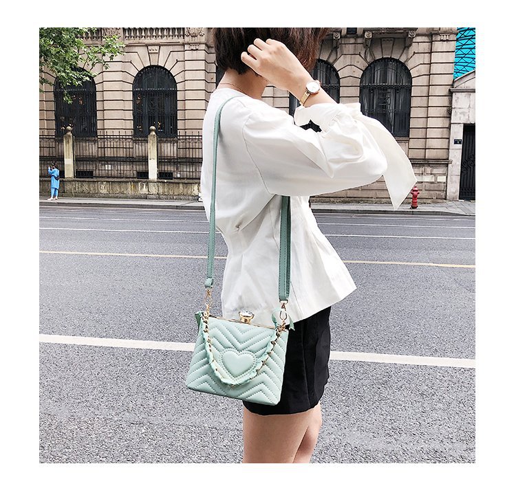 Lovely Green Heart Pattern Decorated Pure Color Bag,Handbags