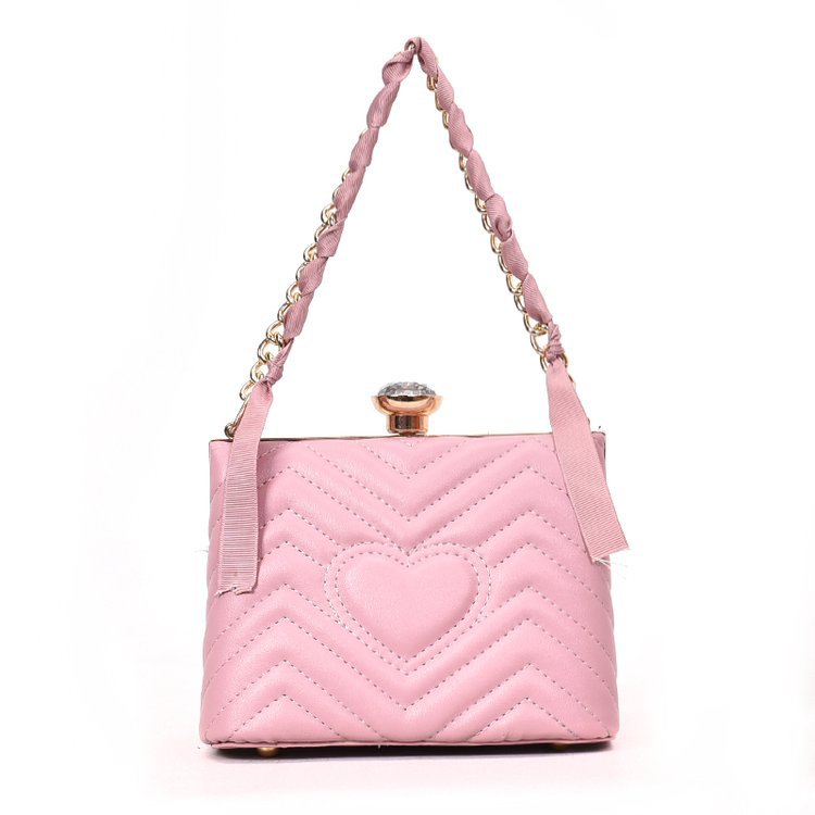 Lovely Pink Heart Pattern Decorated Pure Color Bag,Handbags