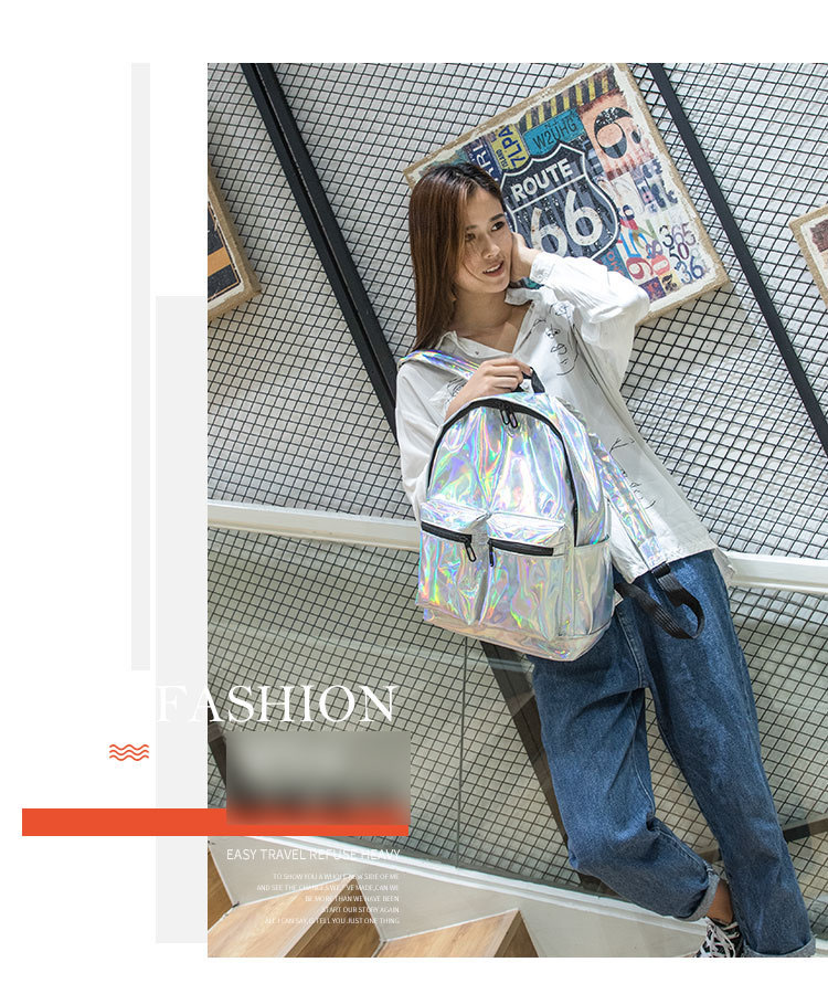 Fashion Silver Color Pure Color Design Travelling Bag,Backpack