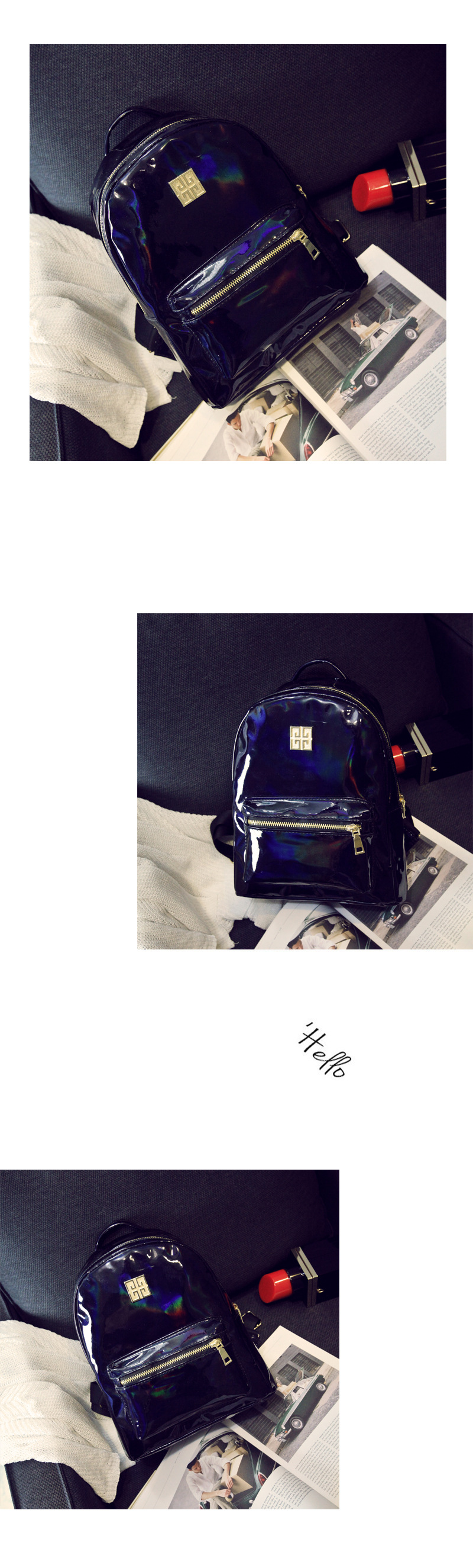 Fashion Blue Pure Color Design Simple Backpack,Backpack