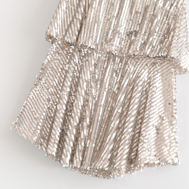 Elegant Silver Color Pure Color Design Multi-layer Skirt,Skirts
